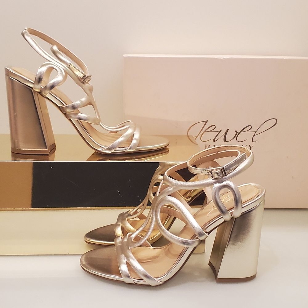 Badgley Mischka Jewel gold platform heels Shari